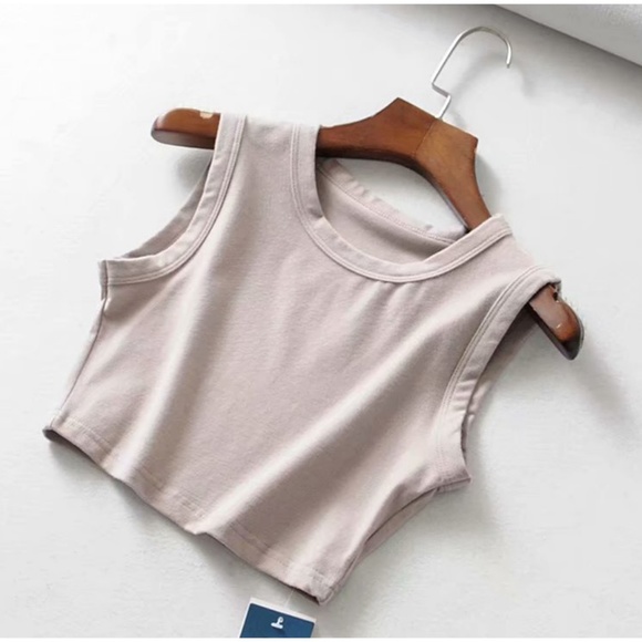 CROPPED KHAKI O-NECK TANK TOP - Picture 2 of 10
